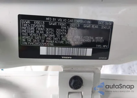 2009 Volvo Xc90 V8 z USA, uszkodzony, nr VIN YV4CZ852291510186